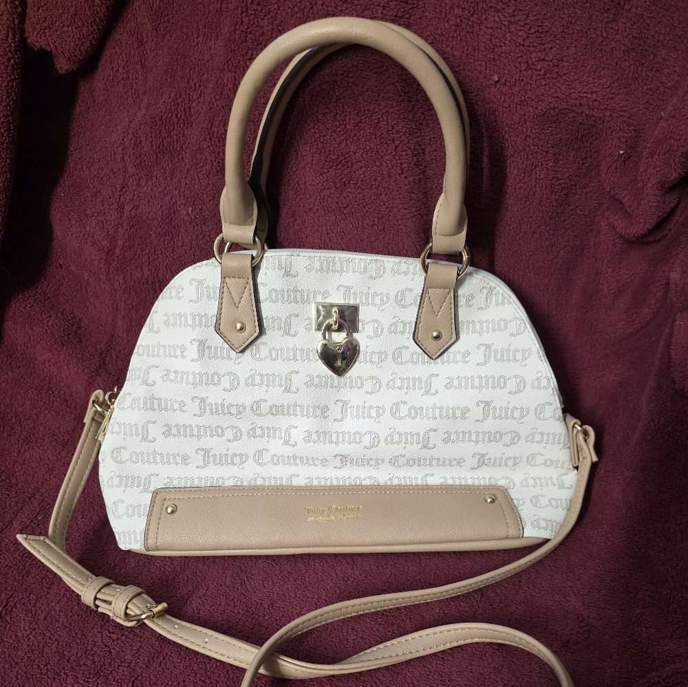 Juicy Couture Cream and Tan Satchel. Very Nice Purse.